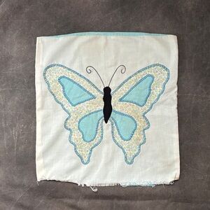 Vintage appliqué, butterfly pillow cover handmade